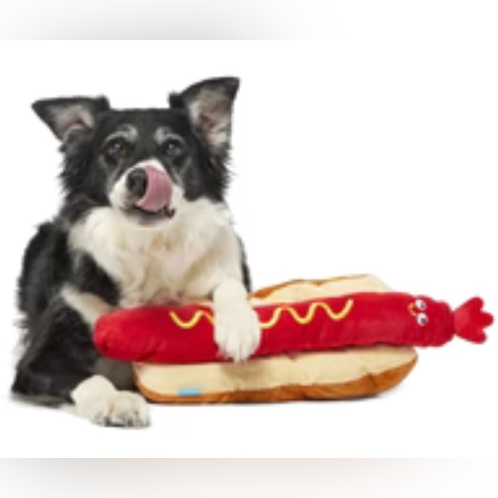 Bark Box Giant Hot Dog FRANKENFOOTER plush dog toy squeaks & crinkles HTF